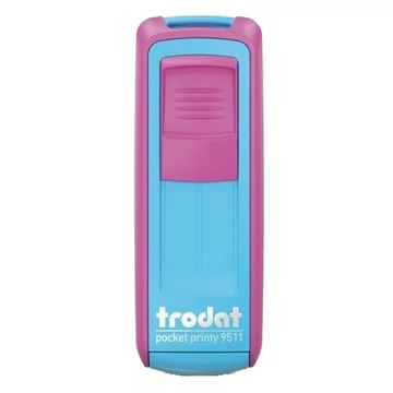 Bélyegző TRODAT Pocket Printy 9511 zseb pink/kék ház fekete párna