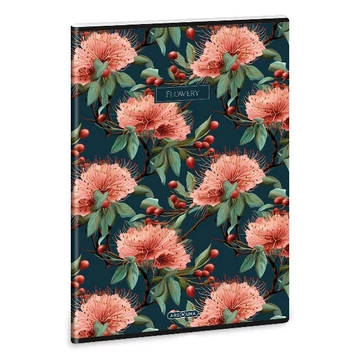 Füzet vonalas ARS UNA A/4 40 lapos Extra kapcsos Flowery Green