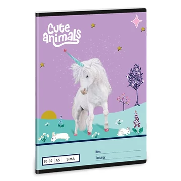 Füzet sima ARS UNA A/5 32 lapos 20-32 Cute Animals-Unicorn