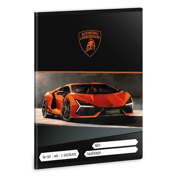 Füzet vonalas ARS UNA A/5 32 lapos 16-32 2. osztályos Lamborghini narancssárga