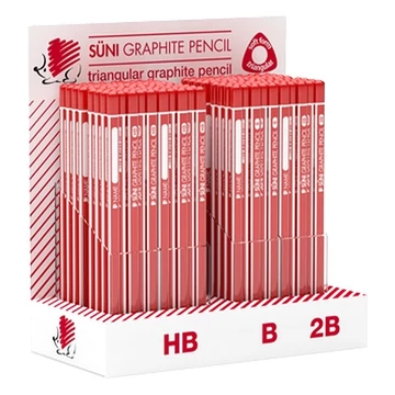 Grafitceruza display ICO Süni háromszög HB,B,2B 184 darabos
