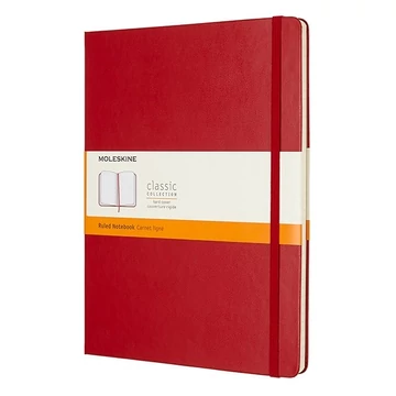Notesz vonalas MOLESKINE QP090F2 "XL" keményfedeles skarlát piros