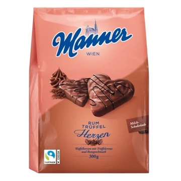 Töltött ostya MANNER szív rumos trüffeles 300 g