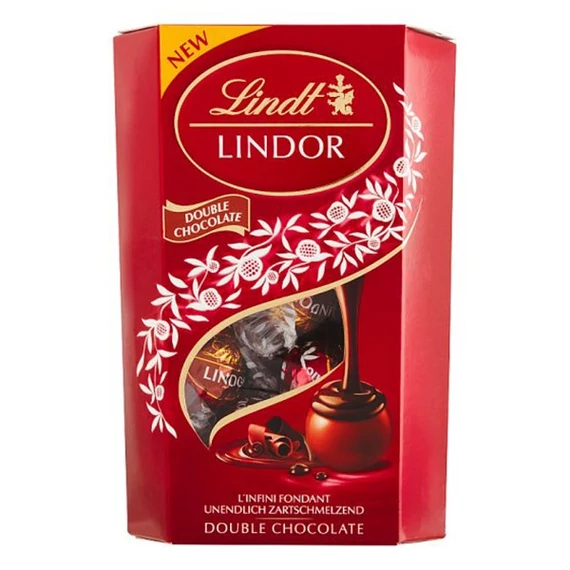 Csokoládé LINDT Lindor Double Chocolate dupla csokoládé golyók díszdobozban 200 g