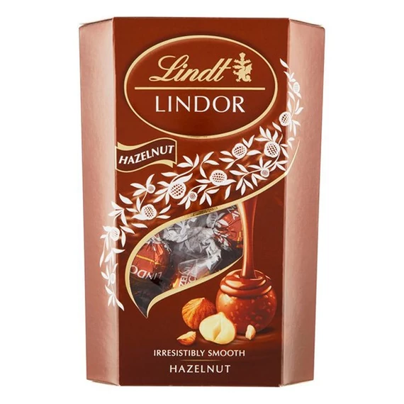 Csokoládé LINDT Lindor Hazelnut mogyorós tejcsokoládé golyók díszdobozban 200 g