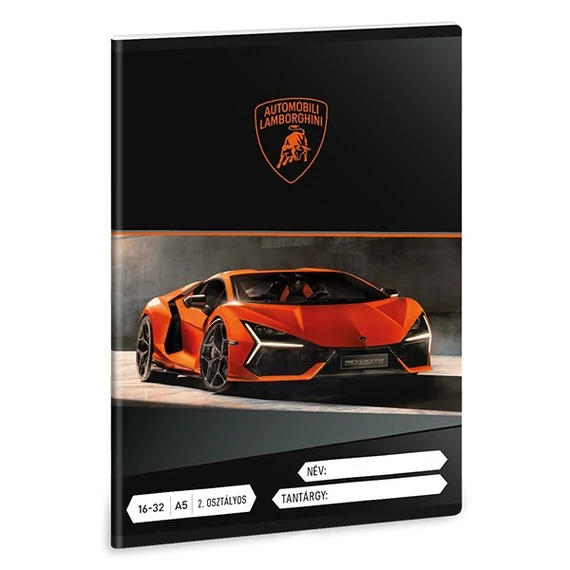 Füzet vonalas ARS UNA A/5 32 lapos 16-32 2. osztályos Lamborghini narancssárga