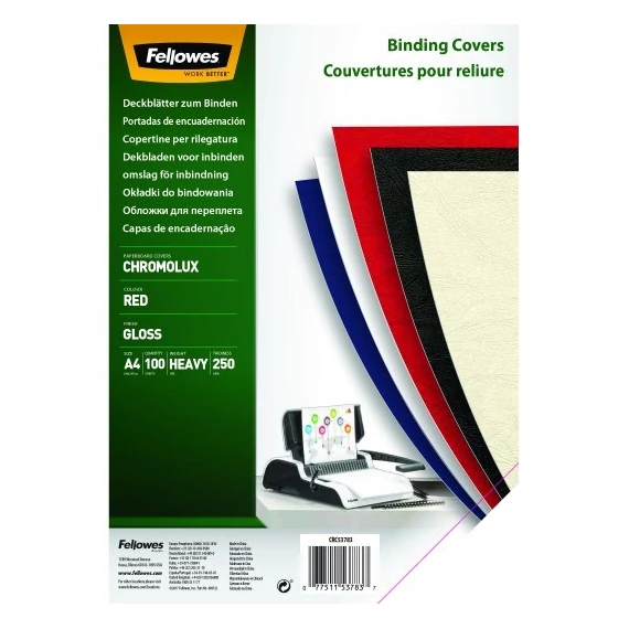 Hátlap FELLOWES Chromolux A/4 250 g fényes piros 100/csom
