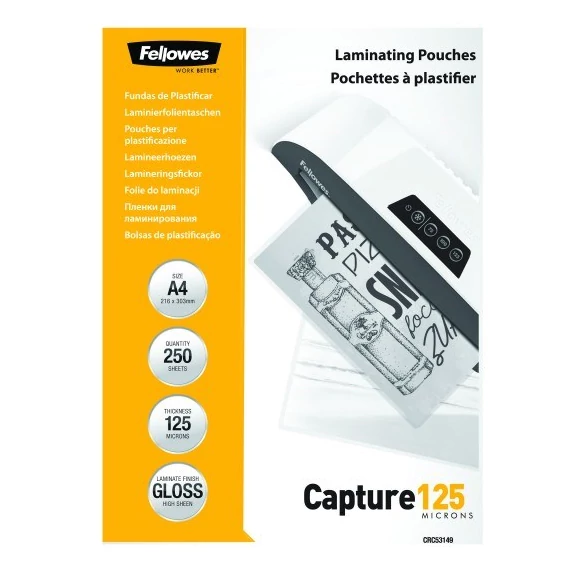 Lamináló fólia FELLOWES A/4 125 mikron fényes 250/csom