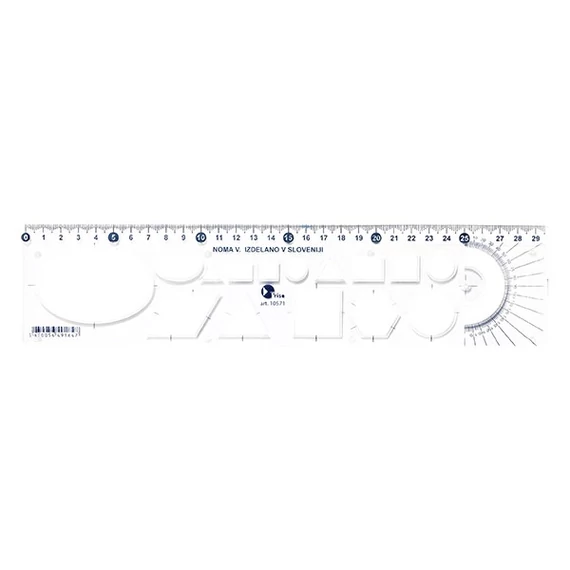 Sablon vonalzó OPTIMA átlátszó 30cm