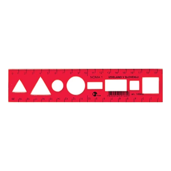 Sablon vonalzó OPTIMA piros 20cm