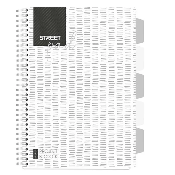 Spirálfüzet kockás STREET Pad A/4 100 lapos regiszteres fehér