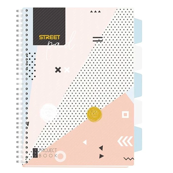 Spirálfüzet vonalas STREET Pad A/4 100 lapos regiszteres színes mintás