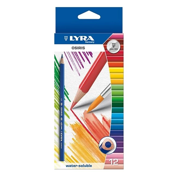 Színes ceruza LYRA Osiris aquarell ecsettel 12 darabos