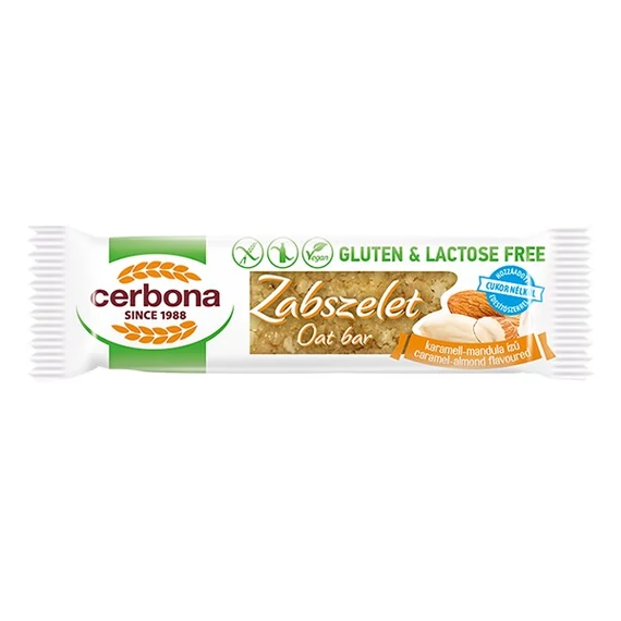 Zabszelet CERBONA étcsokoládés karamellás és mandulás gluténmentes 40 g